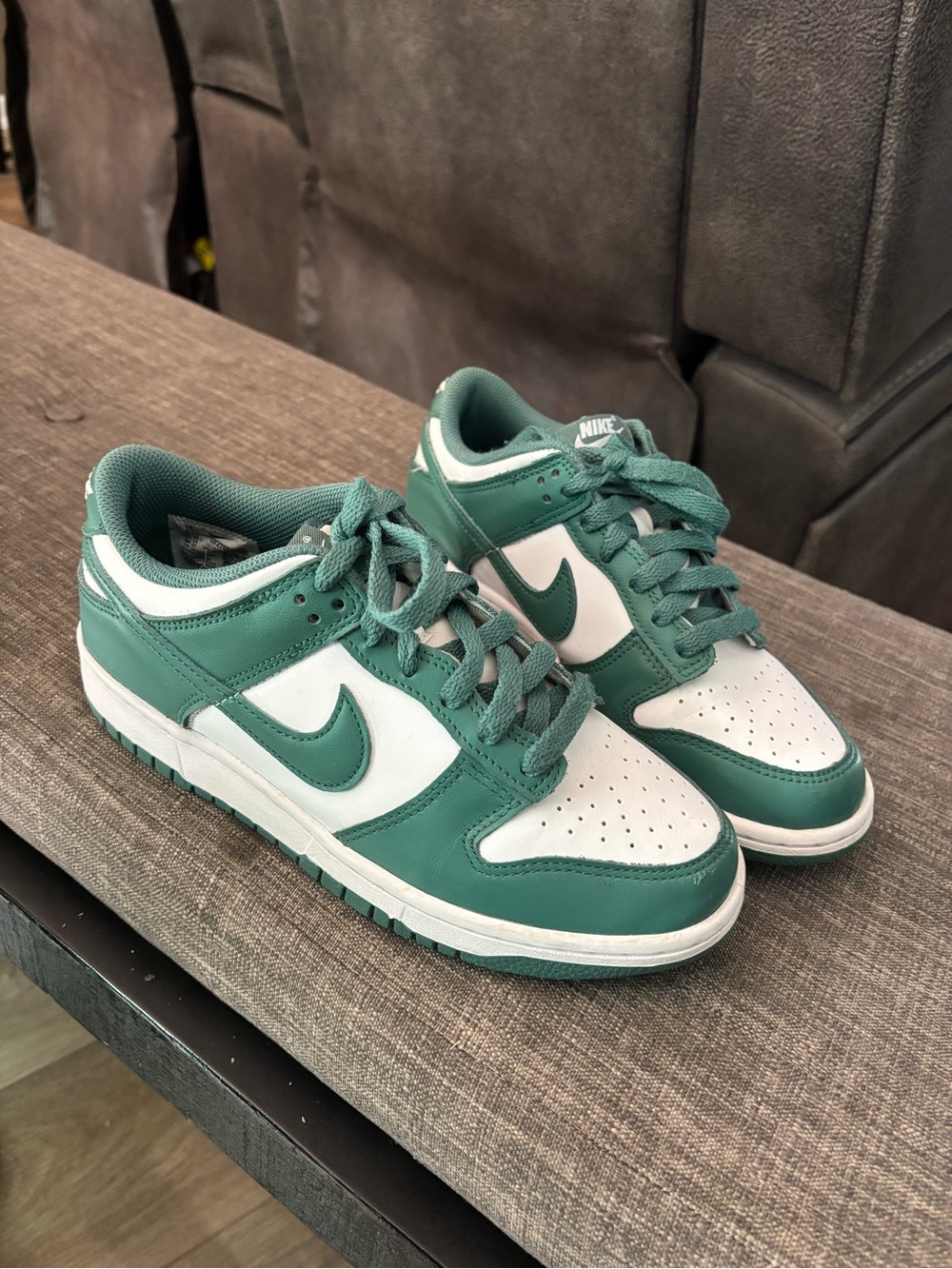 Nike Kids Green and White Low-Top Dunks - Picture 3 of 5